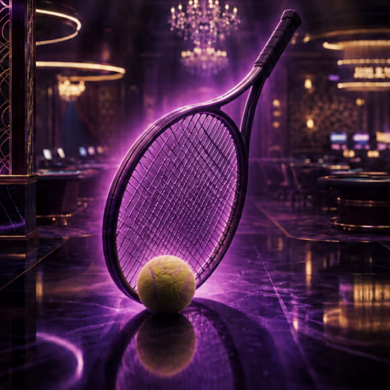 Betazo Casino tennis betting platform with glowing racket and tennis ball